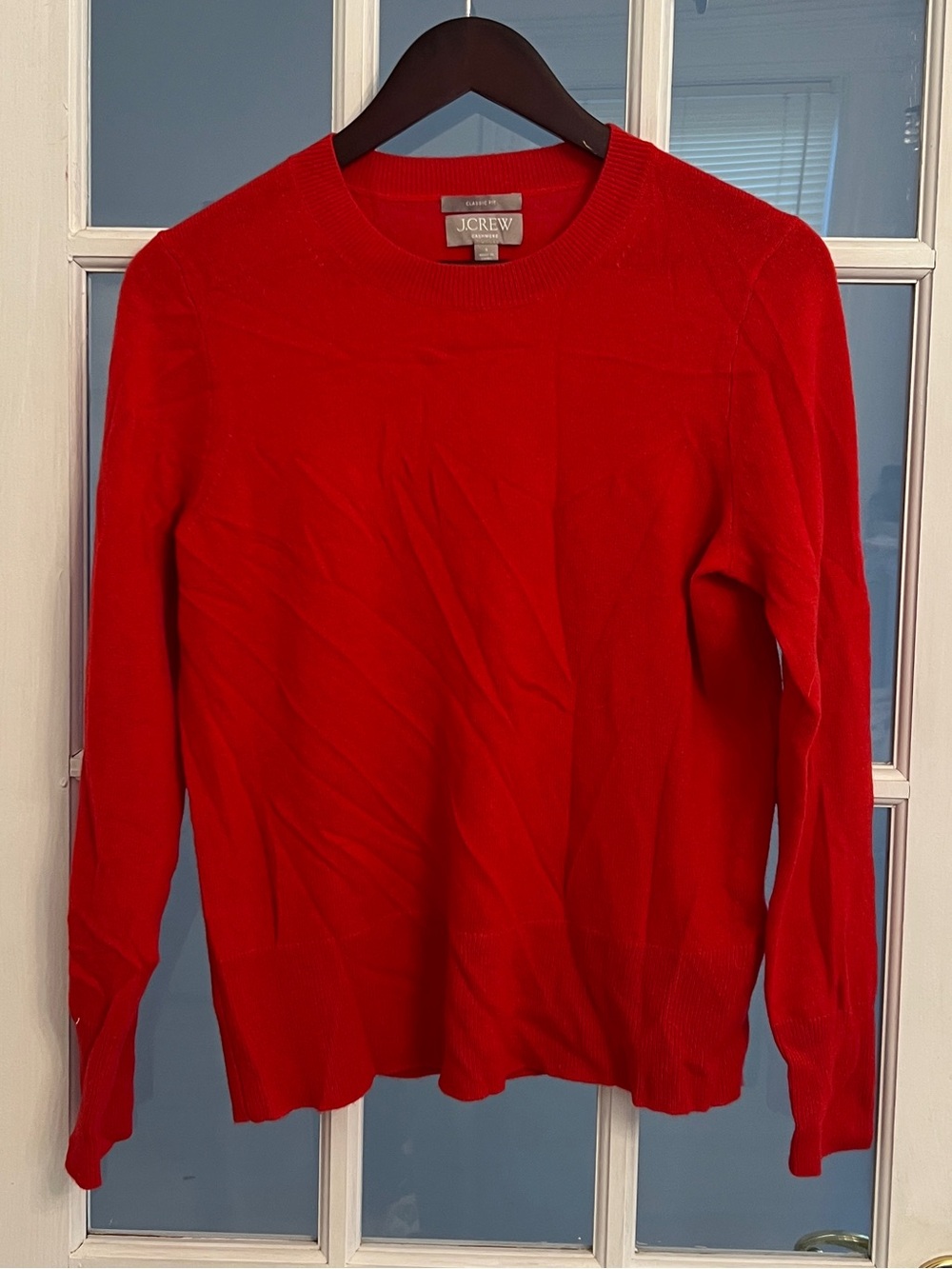 J. CREW Women’s Classic Fit Cashmere Crewneck Sweater Bright Red BA400 Size S